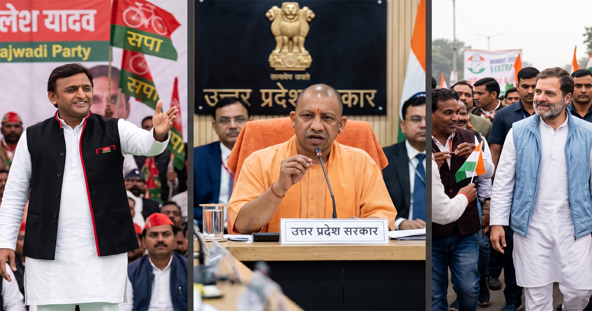 Akhilesh-yadav-Yogi AdityaNath-Rahul Gandhi